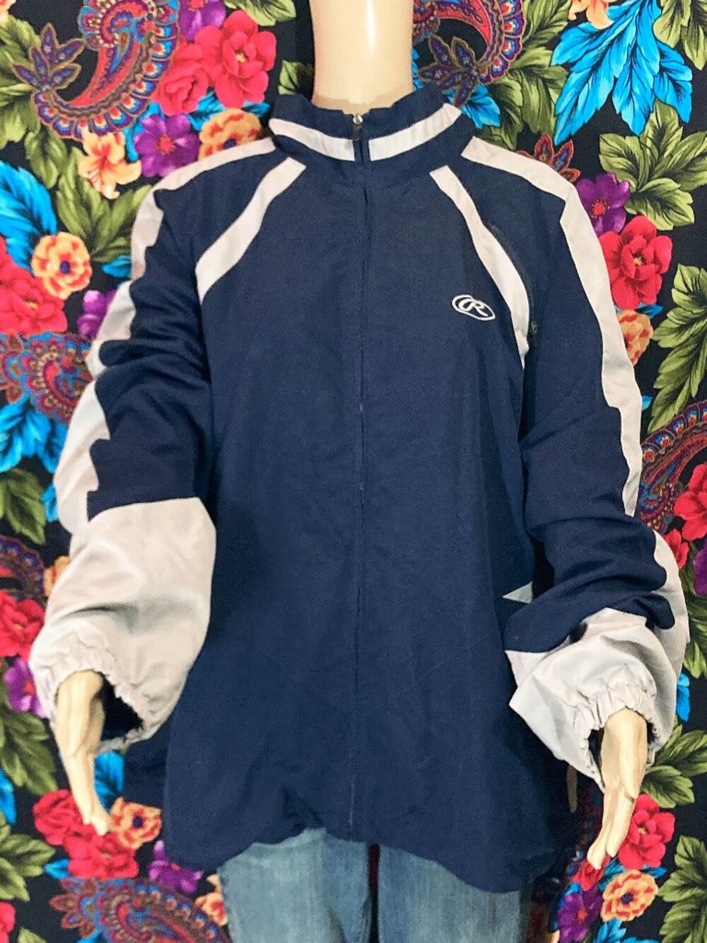 MEN'S VINTAGE Y2K CLASSIC RAWLINGS WINDBREAKER JACKET ZIP UP MENS 2XL (2X-LARGE)